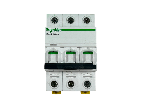 Mini Disjuntor Acti9 IC60N 3P, 20A, Curva D, 10kA em 380/415VCA A9F75320 Schneider