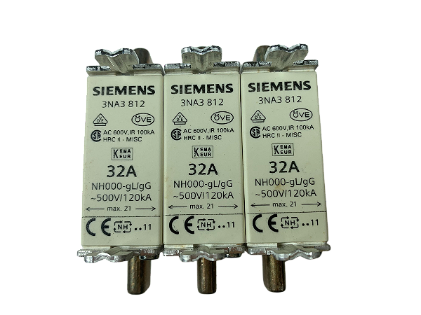 3 pçs Fusivel NH00 160A gG 3NA3836 Siemens