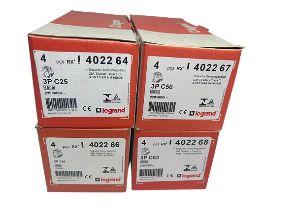 Conjunto 10 pçs Disjuntores tripolares 4,5kA Legrand