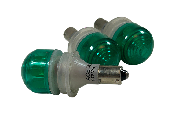 3 pçs Sinalizador 7 Leds Verde 220Vca Ba9S Encapsulada S7LS/15 Ace