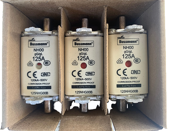 3 pçs Fusivel NH00 125A 500V gL/gG - 125NHG00B Bussmann