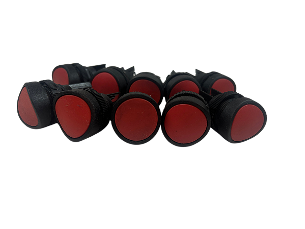 10 pçs Cabeçote Botão De Impulso Aro Preto Vermelho Opaco Clb2/03 Ace