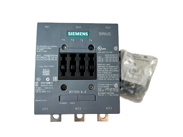 Contator tripolar 150A 75kW 200-277VCA/VCC 2NA+2NF 3RT1055-6NP36 Siemens