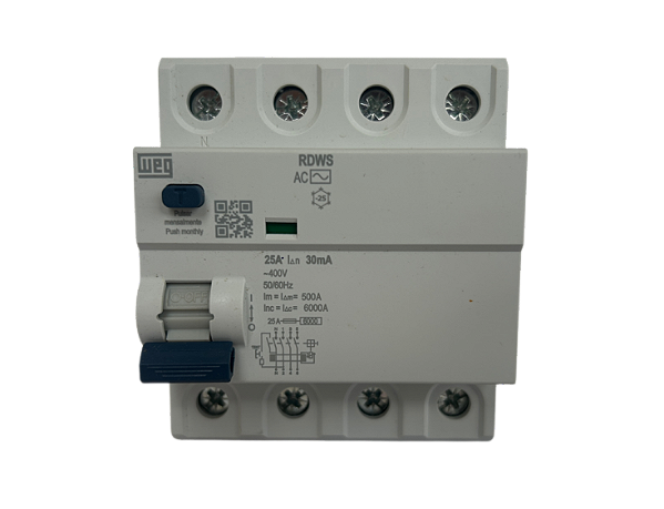 Interruptor DR Tetrapolar 220-400V 25A 30mA RDWSAC30254D99 Weg