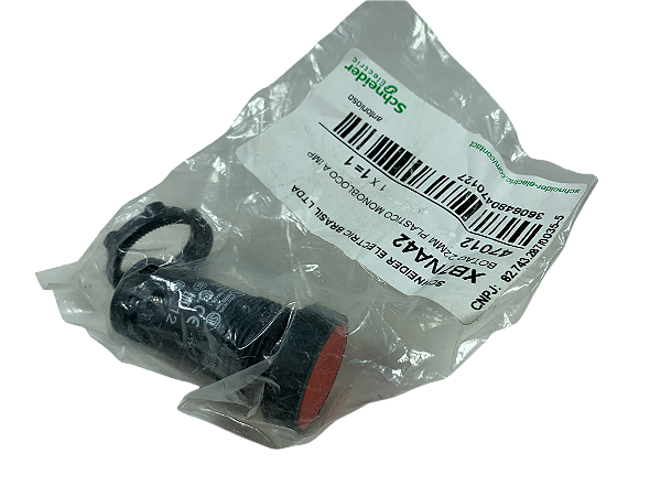 6 pçs Botao monobloco 22mm vermelho NF XB7NA42 Schneider Electric