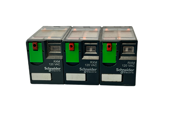 3 pçs Relé de interface 12A 2NAF botão de teste 120VCA RXM2AB1F7 Schneider Electric