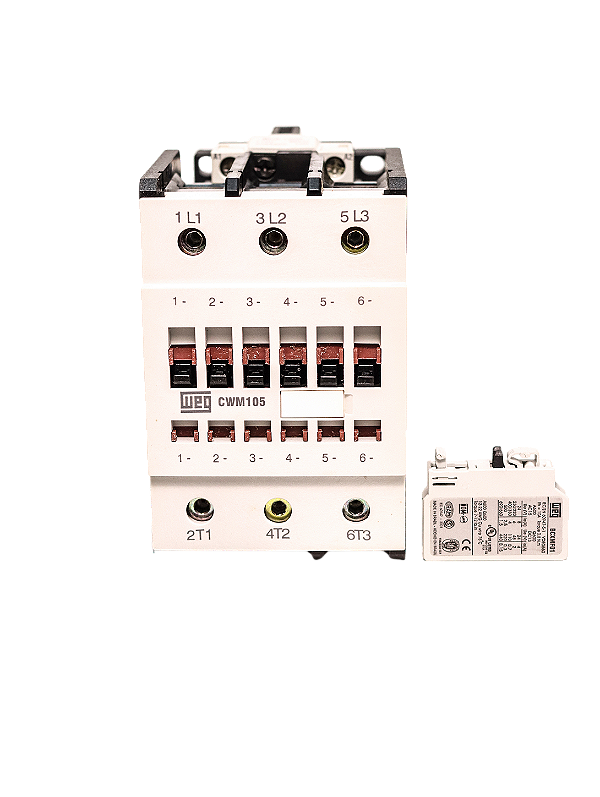 Contator tripolar 105A-AC3 110VCA 1NA+1NF CWM105.11 035502164 Weg