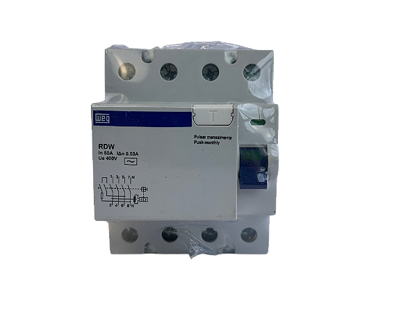 Interruptor Diferencial Residual 80A Tetrapolar RDW30-80-4 10261529 Weg