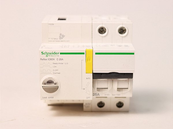 Disjuntor bipolar 25A curva C IC60N Reflex A9C62225 Schneider Electric