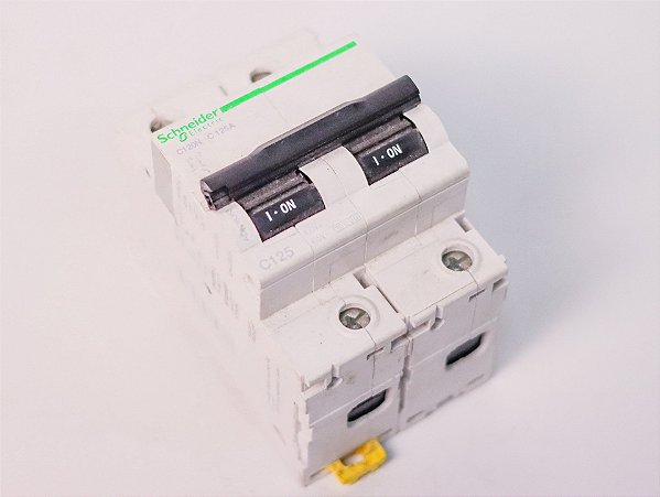 Disjuntor bipolar 125A C120N 10kA A9N18363 Schneider Electric Usado