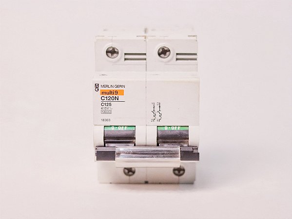 Disjuntor bipolar 125A C120N 18363 Merlin Gerin Usado