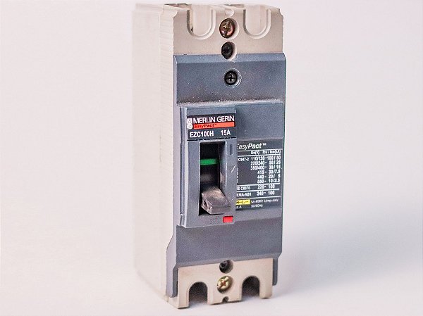 Disjuntor bipolar 15A EZC100H2015 Schneider Electric Usado sem parafusos