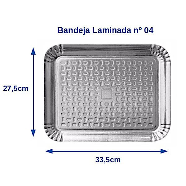 Bandeja Laminada nº 4 Prata 27,5cm x 33,5cm