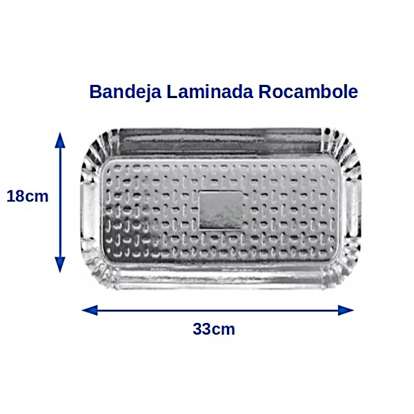 Bandeja Laminada Rocambole Prata 18cm x 33cm