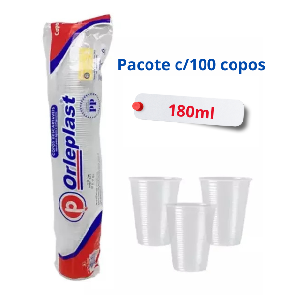 Copo Plástico 180ML c/100un.