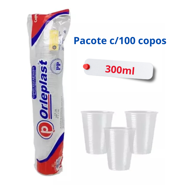 Copo Plástico 300ML c/100un.