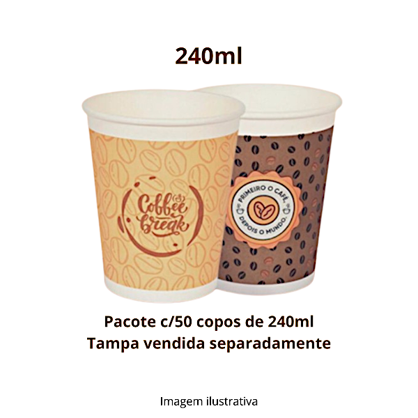 Copo Térmico de Papel 240ml - Pacote c/50un