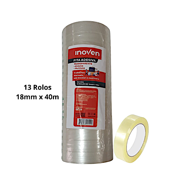 Fita Adesiva 18mm X 40m - Pacote c/13un.
