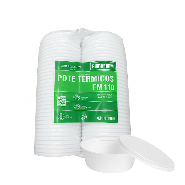 Marmita de isopor redonda 1100ml com tampa FM110 - fardo c/50un