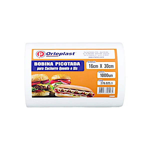 Bobina Plástica para Xis e Cachorro-Quente 16x30cm – Embalagem para Delivery c/1000un