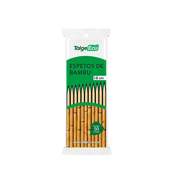 Espeto de Bambu 18cm para Churrasco e Petiscos – Pacote com 50 Unidades