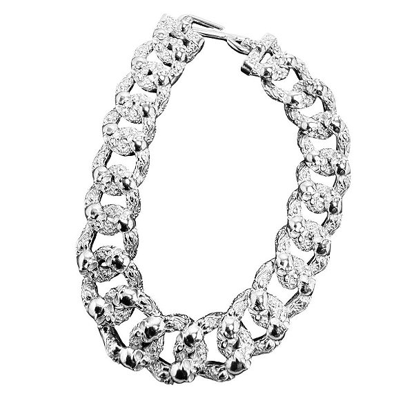 Pulseira - Double Skull and Foliage