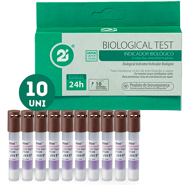 Teste Indicador Biologico Para Autoclave C/ 10 Ampolas