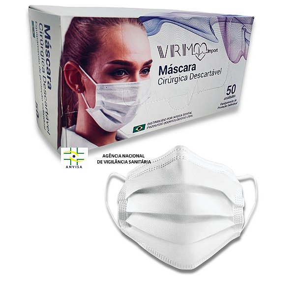 Mascara Descartavel Hospitalar Tripla Camada Anvisa BR 50 Unid