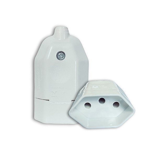 Plugue Tomada Fêmea 10a Pinos 2 + T Branco Extensão Cabo Fio