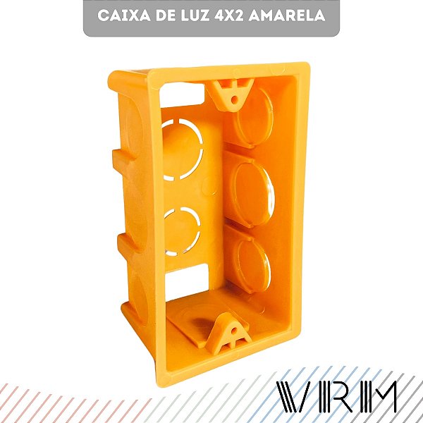 Kit Caixinha de Luz 4x2 Reforçada De Embutir Suporte P/ Tomadas Amarelo