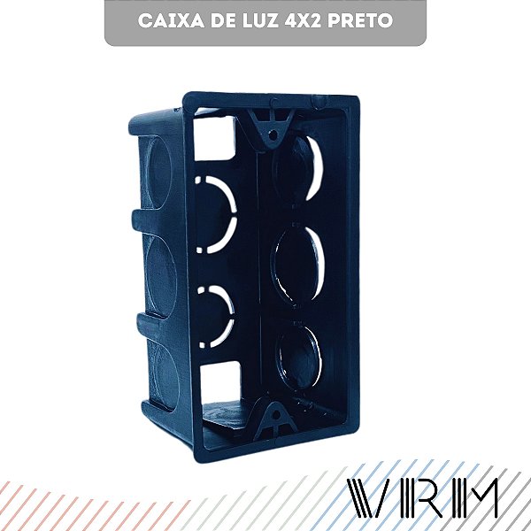 Kit Caixinha de Luz 4x2 Reforçada De Embutir Suporte P/ Tomadas Preto