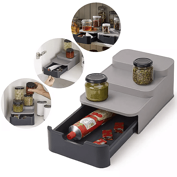 Organizador Para Porta Condimentos Temperos Gaveta Armário Compacto 3 Andares