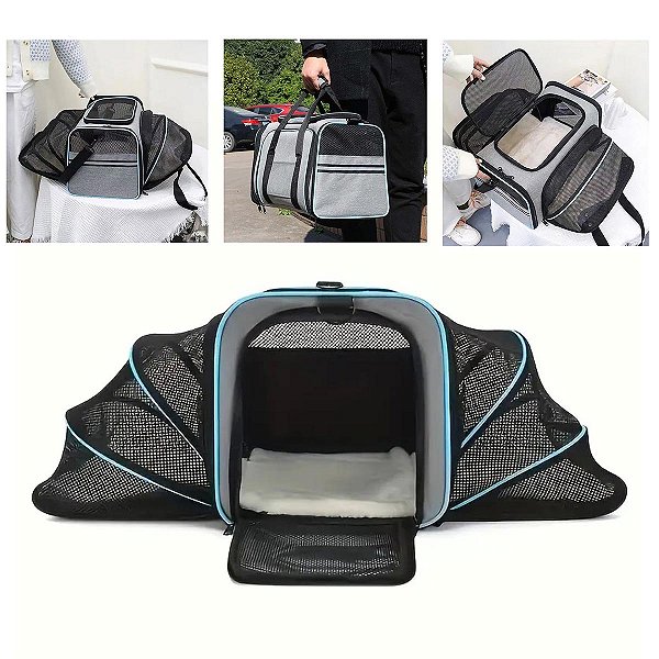Bolsa de Transporte para Cao Gato Cachorro Pet Animal de Estimaçao Expansivel Pequeno Porte Lazer Aviao Carro Onibus