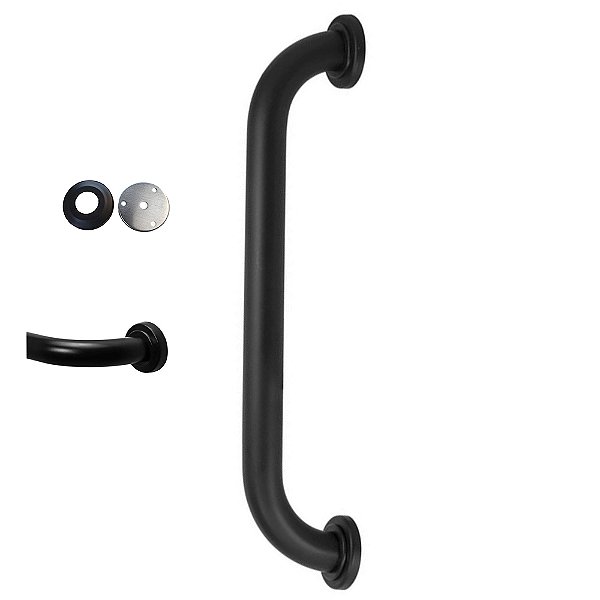 Alça de Apoio 30cm Inox Preto Fosco Barra Acessibilidade Cadeirante Idoso Banheiro Box Parede Segurança