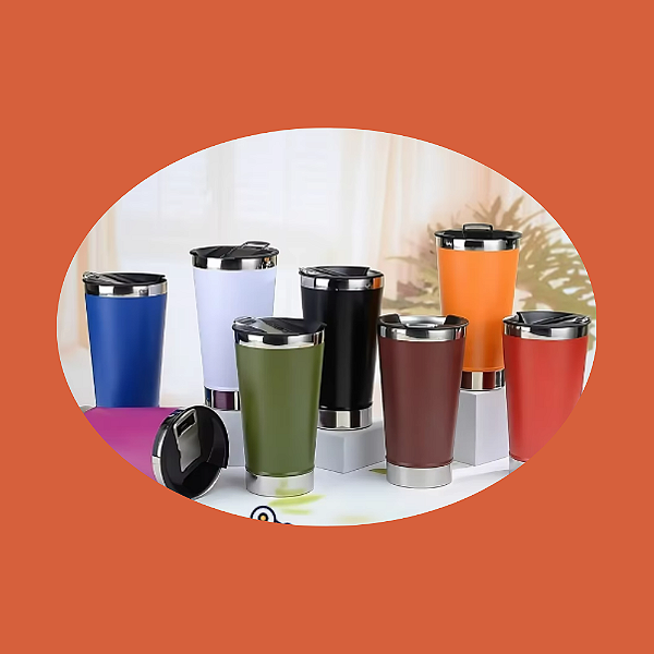 Copo Isolante Térmico Bebidas Quente/gelado - 470ml Cor: Laranja