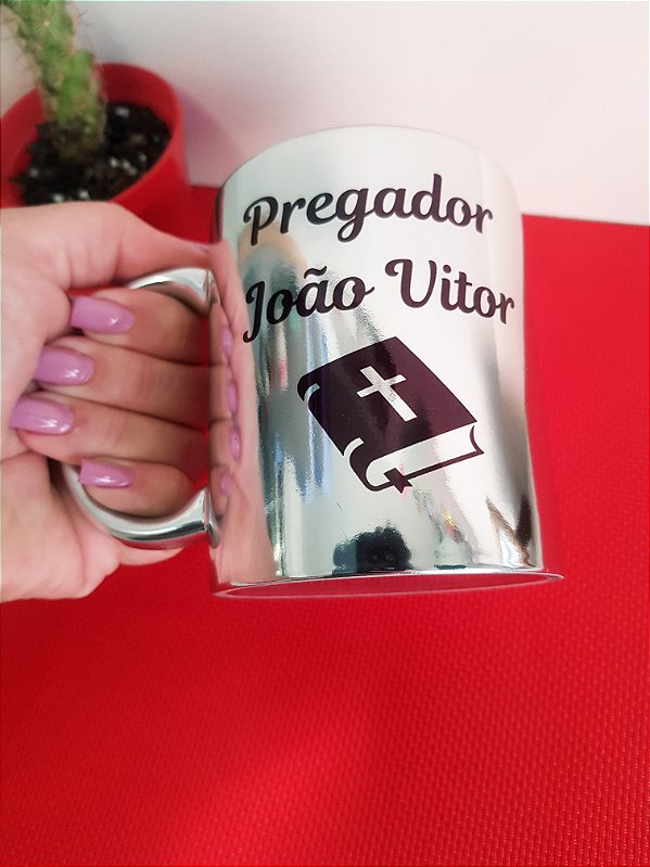Caneca Metalizada Personalizada  (Prata)
