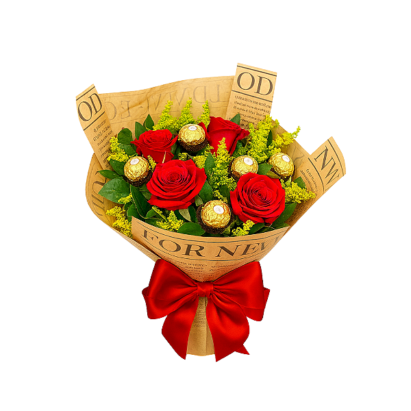 Buquê de Rosas com Ferrero Rocher