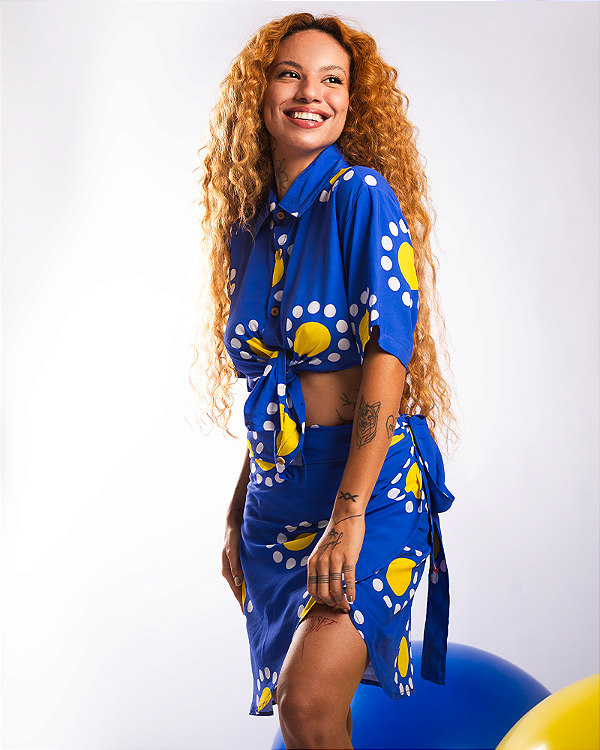 SAIA ENVELOPE ESTAMPADA EM VISCOSE - AZUL SARAPINTADO