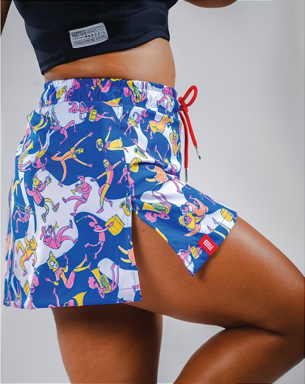 MINI SAIA COM FENDA LATERAL EM TACTEL - CAINDO NA FOLIA