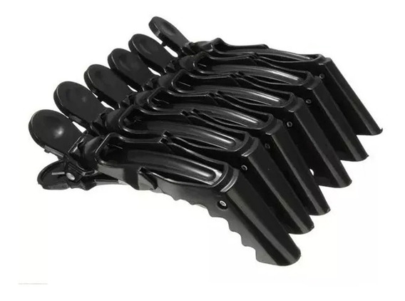 Hair Clip de plástico 6 unidades Preto -  Crocodile