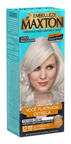 Coloração Maxton Louro Platina Super Cinza Intenso 12.111 Embelleze