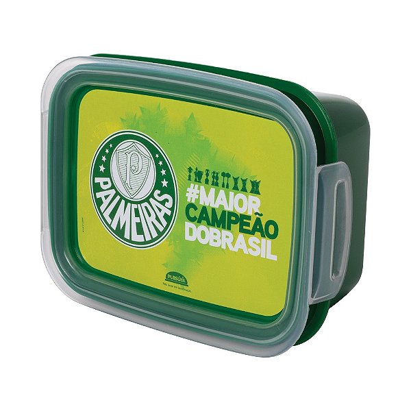 Marmita com Trava e Compartimento Interno Oficial do Palmeiras 850ml Plasutil Ref.16169