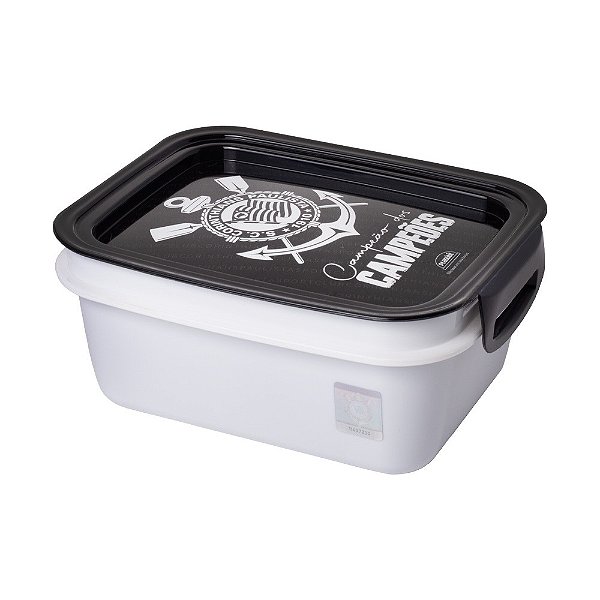 Marmita com Trava e Compartimento Interno Oficial do Corinthians 850ml Plasutil Ref.16204