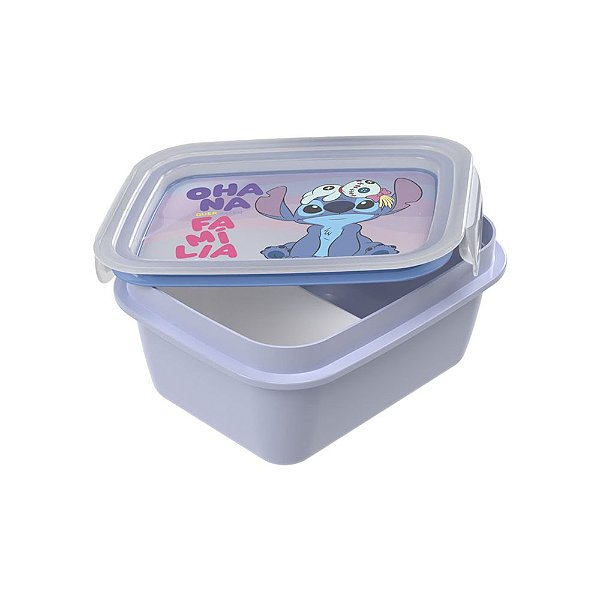Marmita com Trava e Compartimento Interno do Stitch 850ml Plasutil Ref.17050