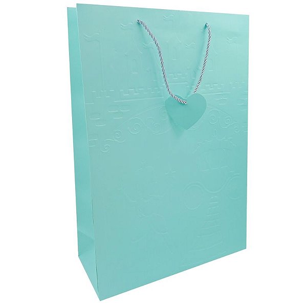 Sacola de Presente Verde Tiffany 30x42x12cm Tokyo Design Multiart Ref.SAC0083
