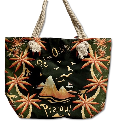 Bolsa de Praia Estampa Praiou 45x34cm Becky Multiart Ref.BPR0004
