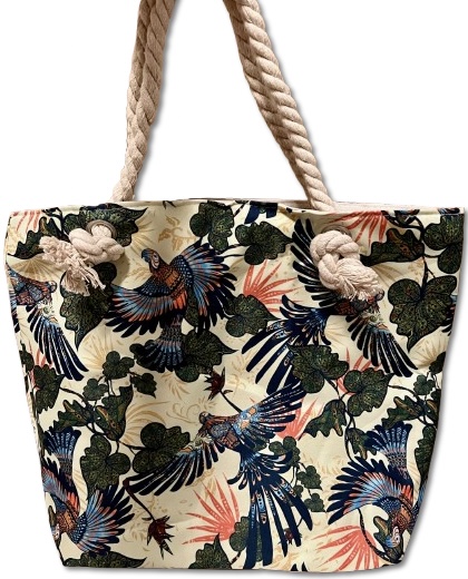 Bolsa de Praia Estampa Pássaros 45x34cm Becky Multiart Ref.BPR0004