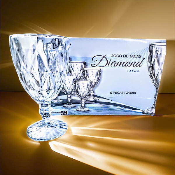 Jogo de Taças Diamond Clear 6 Peças 340ml Ke Home Ref.88001