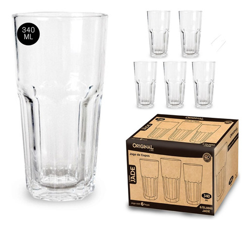 Jogo de Copos Jade 6 Peças 340ml Original Line Ref.SL0865
