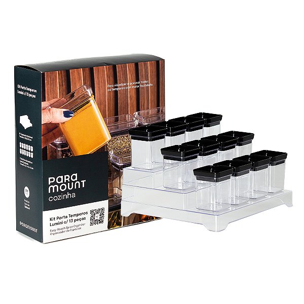 Kit Porta Temperos Lumini Black 13 Peças Paramount Ref.2127
